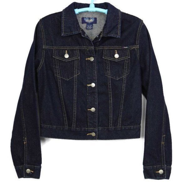 Angels Cropped Trucker Jean Jacket Coat‎ Denim M Medium - Picture 1 of 11